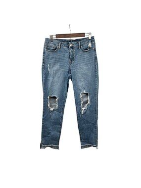 Sofia Jeans Womens Staight Leg Jeans Distressed Blue Mid Rise Size 6